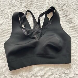 Athleta Eclipse Sports Bra Medium Impact Mesh Racerback Black Workout Size Small